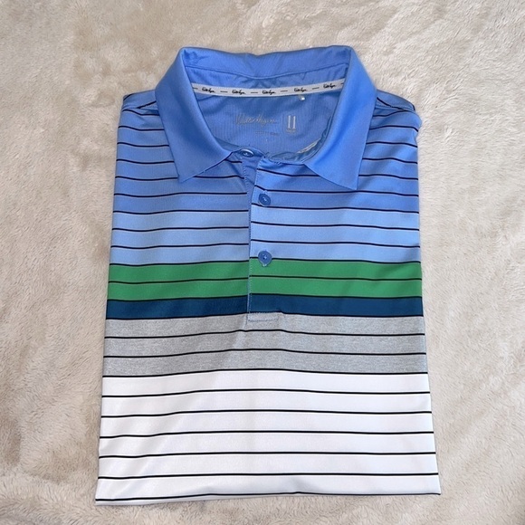 Walter Hagen 11 Majors Short Sleeve Striped Golf Polo Shirt - Size Large - Picture 3 of 6